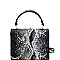 Small Metallic Snake Print Box Cross Body Satchel