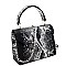 Small Metallic Snake Print Box Cross Body Satchel