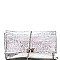 Metallic Turn-Lock Accent Textured Fold-Over Clutch