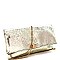 Metallic Turn-Lock Accent Textured Fold-Over Clutch