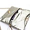 Metallic Turn-Lock Accent Textured Fold-Over Clutch