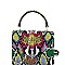 Small Snake Print Top-Handle Retro Box Flap Satchel Cross Body