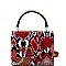 Small Snake Print Top-Handle Retro Box Flap Satchel Cross Body