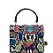 Small Snake Print Top-Handle Retro Box Flap Satchel Cross Body