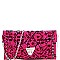 2 in 1 Snake Print Laser-cut Turn-Lock Clutch with Chain Strap
