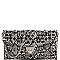 2 in 1 Snake Print Laser-cut Turn-Lock Clutch with Chain Strap