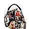 Magazine Print Studded Round Satchel Wallet SET MH-PQ0141W
