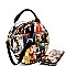 Magazine Print Studded Round Satchel Wallet SET MH-PQ0141W