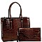 3 COMPARTMENT CROCODILE PRINT 2 IN 1 TOTE SET