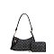 black 2-in-1 Oval Design Shoulder Bag Wallet Set