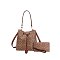 2-in-1 Oval Print Bucket Bag + Wallet Set