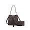 2-in-1 Oval Print Bucket Bag + Wallet Set