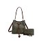 2-in-1 Oval Print Bucket Bag + Wallet Set
