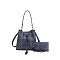 2-in-1 Oval Print Bucket Bag + Wallet Set