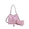 2-in-1 Oval Print Bucket Bag + Wallet Set