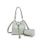 2-in-1 Oval Print Bucket Bag + Wallet Set