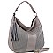 EMBOSSED DETAIL TASSEL ACCENT HOBO