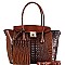 2 IN 1 CROCODILE PRINT FLAP WING SATCHEL SET