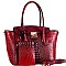 2 IN 1 CROCODILE PRINT FLAP WING SATCHEL SET