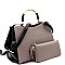 Metal Handle Compartment 2-Tone Satchel Wallet SET MH-RX7253W