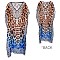 GODDESS STONE STUDDED MIX SAFARI PRINT SLEEK LONG PONCHO