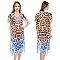 GODDESS STONE STUDDED MIX SAFARI PRINT SLEEK LONG PONCHO