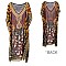 STONE STUDDED MIX JUNGLE INSPIRED PRINT SLEEK LONG PONCHO