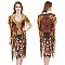 STONE STUDDED MIX JUNGLE INSPIRED PRINT SLEEK LONG PONCHO