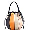 Color Block Ball-Shaped Drawstring 2-Way Satchel