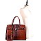 OVERSIZED PADLOCK ACCENT OSTRICH PRINT SATCHEL SET