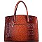 OVERSIZED PADLOCK ACCENT OSTRICH PRINT SATCHEL SET