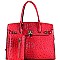OVERSIZED PADLOCK ACCENT OSTRICH PRINT SATCHEL SET
