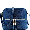 Ostrich Embossed Mid-Zip Tasseled Sling Bag