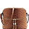 Ostrich Embossed Mid-Zip Tasseled Sling Bag