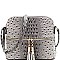 Ostrich Embossed Mid-Zip Tasseled Sling Bag