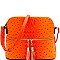 Ostrich Embossed Mid-Zip Tasseled Sling Bag