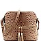 Ostrich Embossed Mid-Zip Tasseled Sling Bag