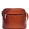 Ostrich Embossed Mid-Zip Tasseled Sling Bag
