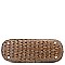 Ostrich Embossed Mid-Zip Tasseled Sling Bag