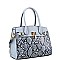 2-Way Medium Snake Print Padlock Accent Satchel