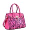 2-Way Medium Snake Print Padlock Accent Satchel