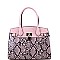 2-Way Medium Snake Print Padlock Accent Satchel