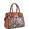 2-Way Medium Snake Print Padlock Accent Satchel