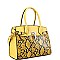 2-Way Medium Snake Print Padlock Accent Satchel
