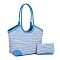 blue SJ60149 2-in-1 Two Tone Design Satchel - Tote Set + Wallet