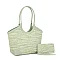 sage Two Tone Design Satchel - Tote Set + Wallet
