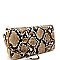 Double Zip-Around Snake Print Smartphone-Friendly Wristlet Wallet