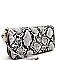 Double Zip-Around Snake Print Smartphone-Friendly Wristlet Wallet