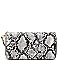 Double Zip-Around Snake Print Smartphone-Friendly Wristlet Wallet