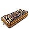 Double Zip-Around Snake Print Smartphone-Friendly Wristlet Wallet